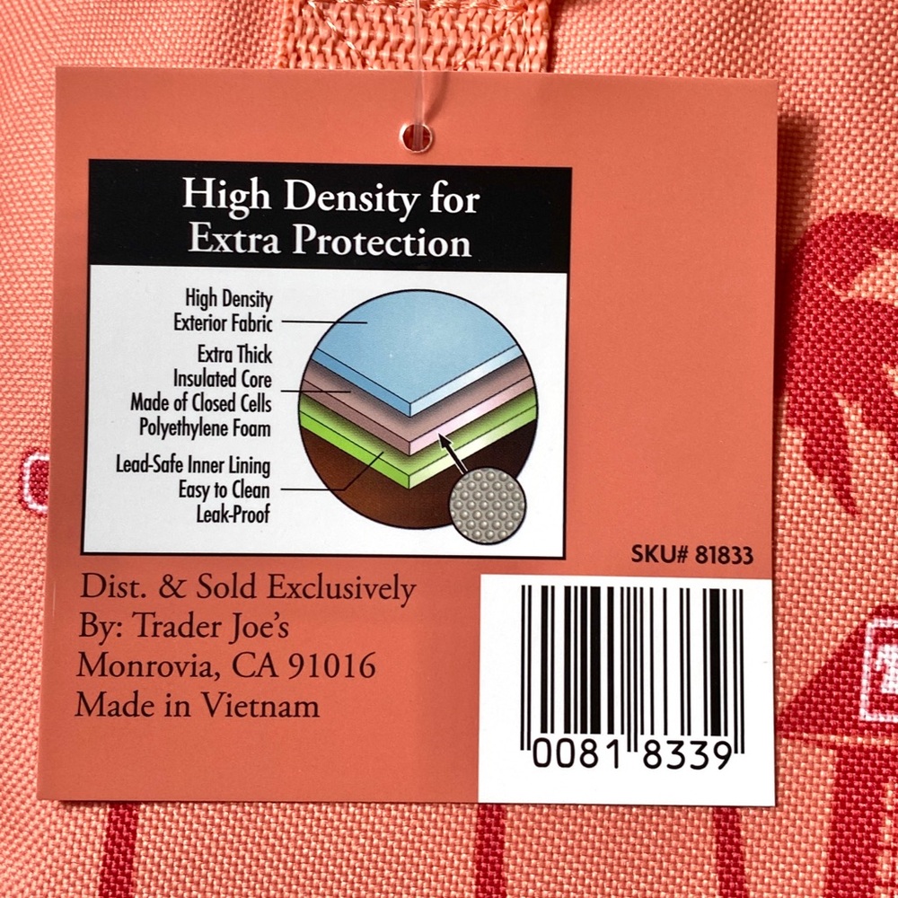 NWT Trader Joe’s Set of 2 MINI BLUE & MINI PEACH Insulated Cooler Bags. - Picture 10 of 10